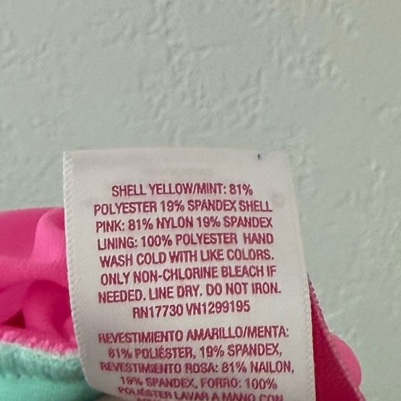 Xhilaration Size L Pink yellow and Mint one piece Swimsuit Y2K 90’s inspired NEW - Picture 5 of 7